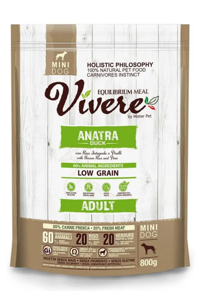 ⁨Vivere Dog Mini Adult Duck 800g⁩ w sklepie Wasserman.eu