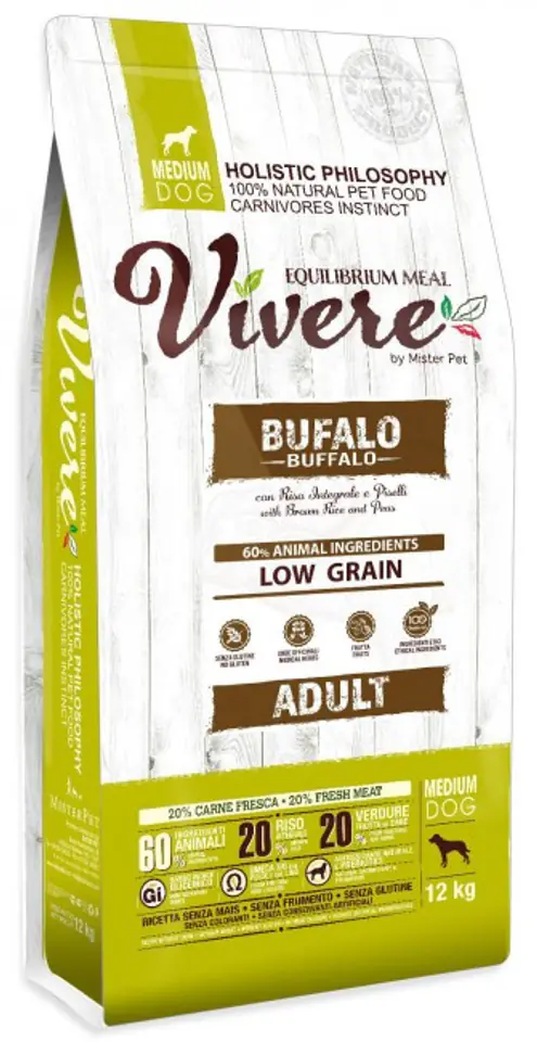 ⁨Vivere Dog Medium Adult Buffalo 3kg Karma Monobiałkowa z Bawołem⁩ w sklepie Wasserman.eu