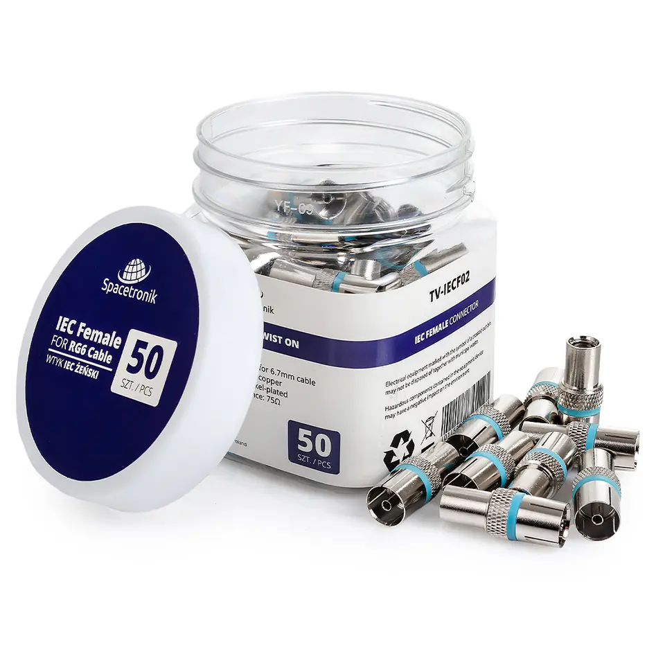 ⁨Gniazdo TV IEC żeńskie TWISTED TV-IECF02 50szt⁩ w sklepie Wasserman.eu