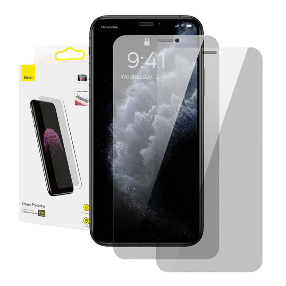 ⁨Szkło hartowane z filtrem prywatyzującym 0.3mm Baseus do iPhone XS Max / 11 Pro Max (2szt.)⁩ w sklepie Wasserman.eu