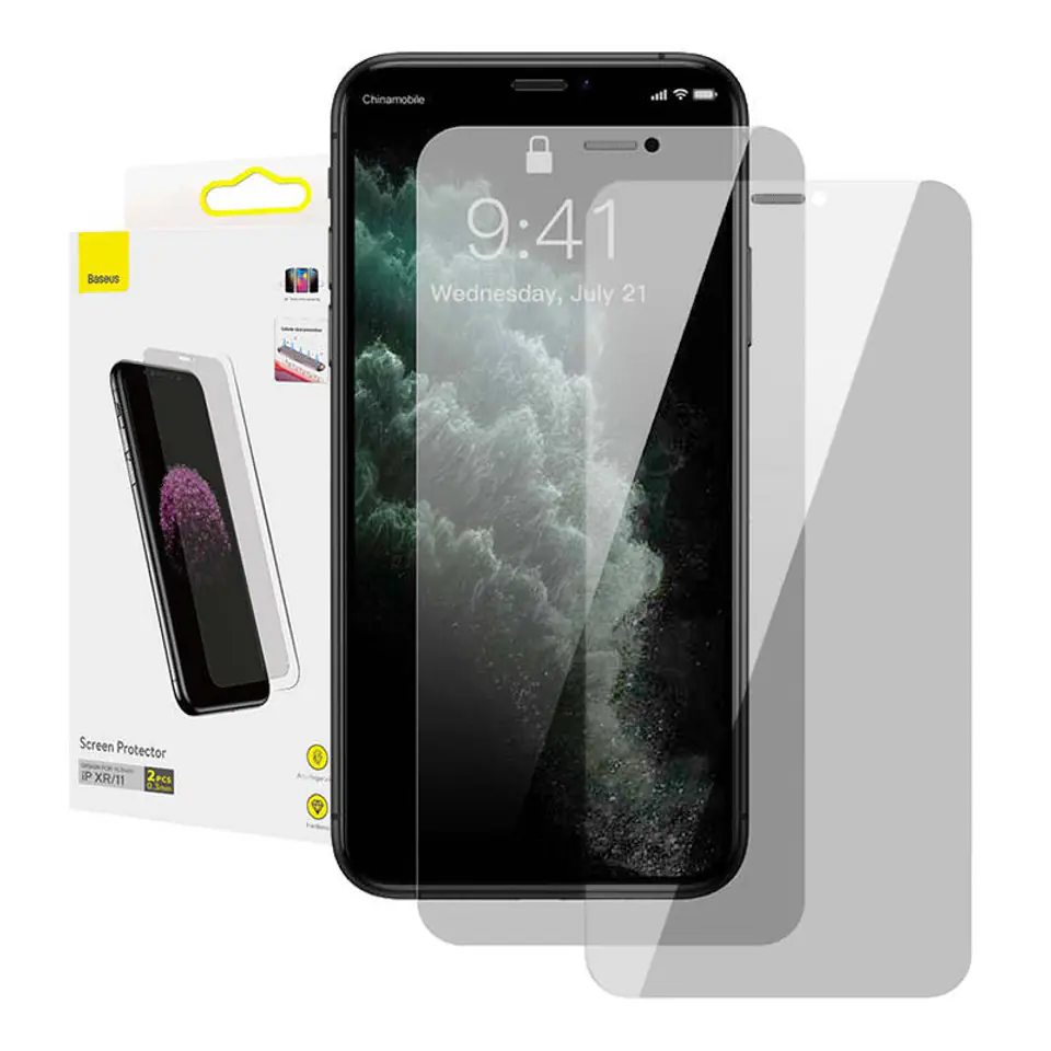 ⁨Szkło hartowane z filtrem prywatyzującym 0.3mm Baseus do iPhone XR / 11 (2szt.)⁩ w sklepie Wasserman.eu