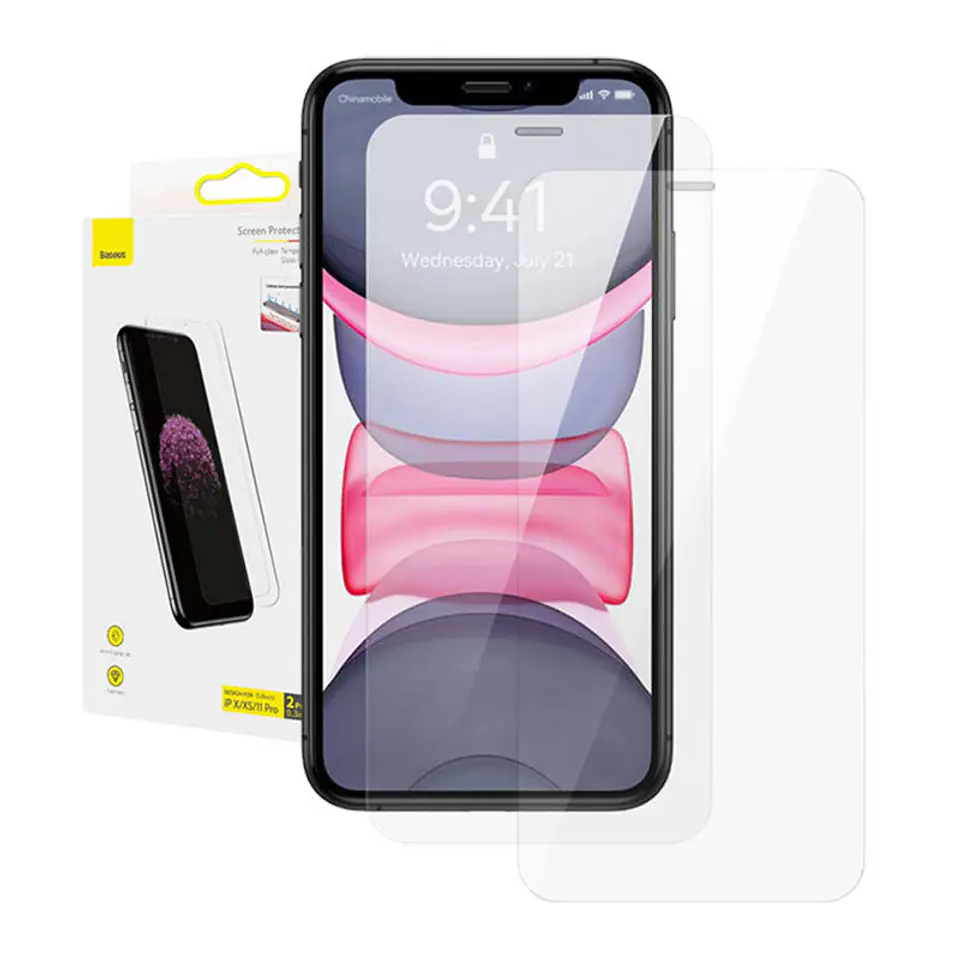 ⁨Szkło hartowane 0.3mm Baseus do iPhone X / XS / 11 Pro (2szt.)⁩ w sklepie Wasserman.eu