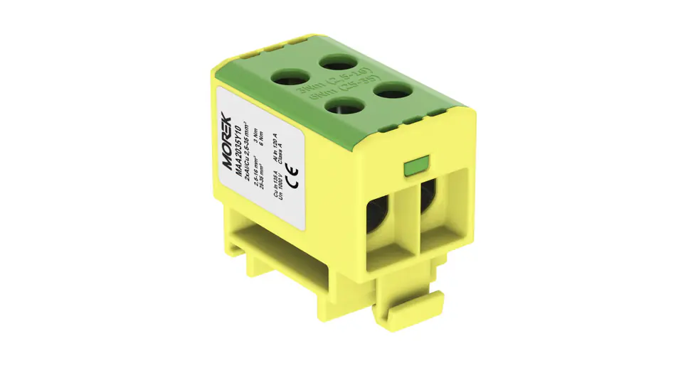⁨Złączka OTL35-2 kolor żółto-zielony 2xAl/Cu 2,5-35mm2 1000V Zacisk uniwersalny MAA2035Y10⁩ w sklepie Wasserman.eu