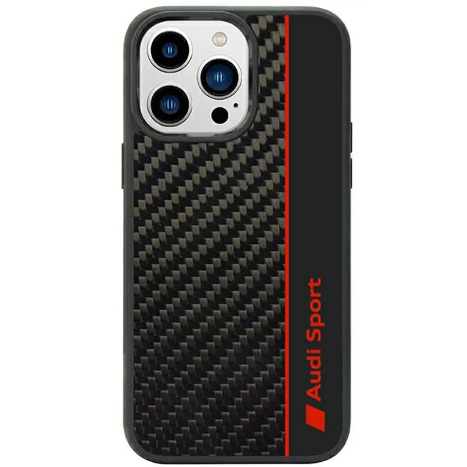 ⁨Audi Carbon Fiber Stripe iPhone 14 Pro Max 6.7" czarny/black hardcase AUS-TPUPCIP14PM-R8/D1-BK⁩ w sklepie Wasserman.eu