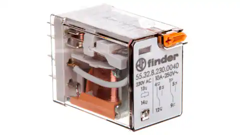 ⁨Miniature relay 2P 10A 230V AC test button mechanical AgNi 55.32.8.230.0040⁩ at Wasserman.eu