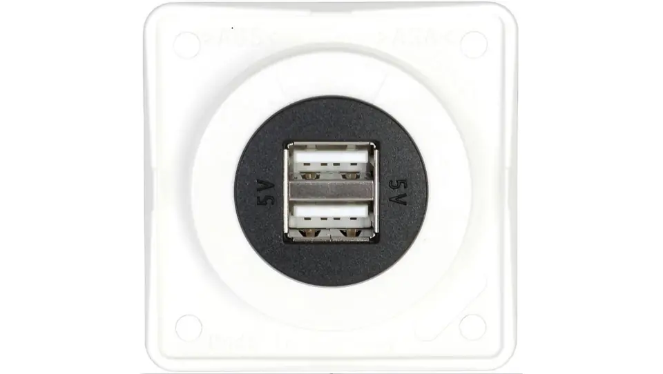 ⁨Gniazdo USB ładowania podwójne, 12V, 3A, biały połysk, mechanizm czarny 926022509⁩ w sklepie Wasserman.eu