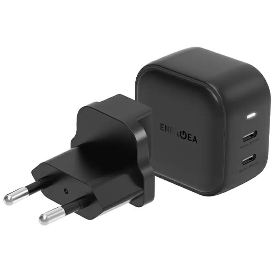 ⁨ENERGEA ład. siec. 2xUSB-C PD-PPS 45W 2C czarny/black US+EU Travelite GAN45⁩ w sklepie Wasserman.eu