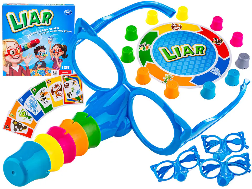 ⁨Family game Liar, Liar, LIAR, Cards, Pinocchio Glasses and Nose⁩ at Wasserman.eu