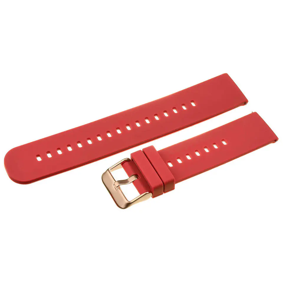 ⁨Pasek gumowy do zegarka U27 - czerwony/rosegold - 22mm⁩ w sklepie Wasserman.eu