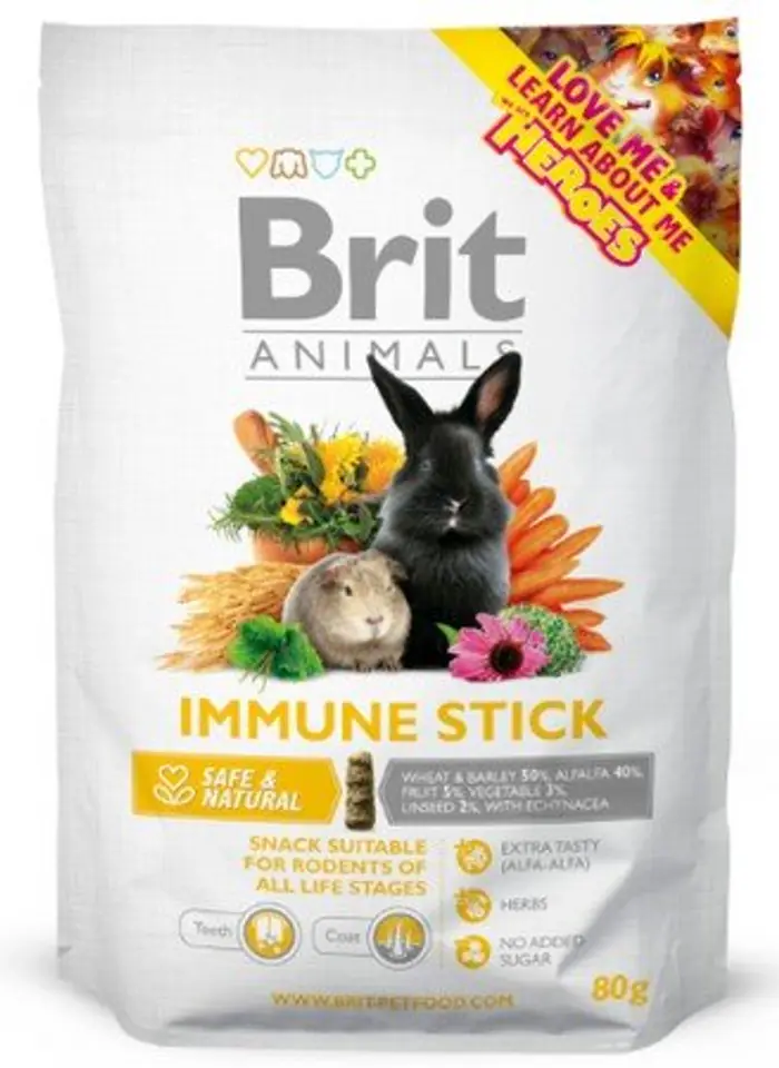 ⁨BRIT ANIMALS IMMUNE STICK FOR RODENTS 80 g⁩ w sklepie Wasserman.eu