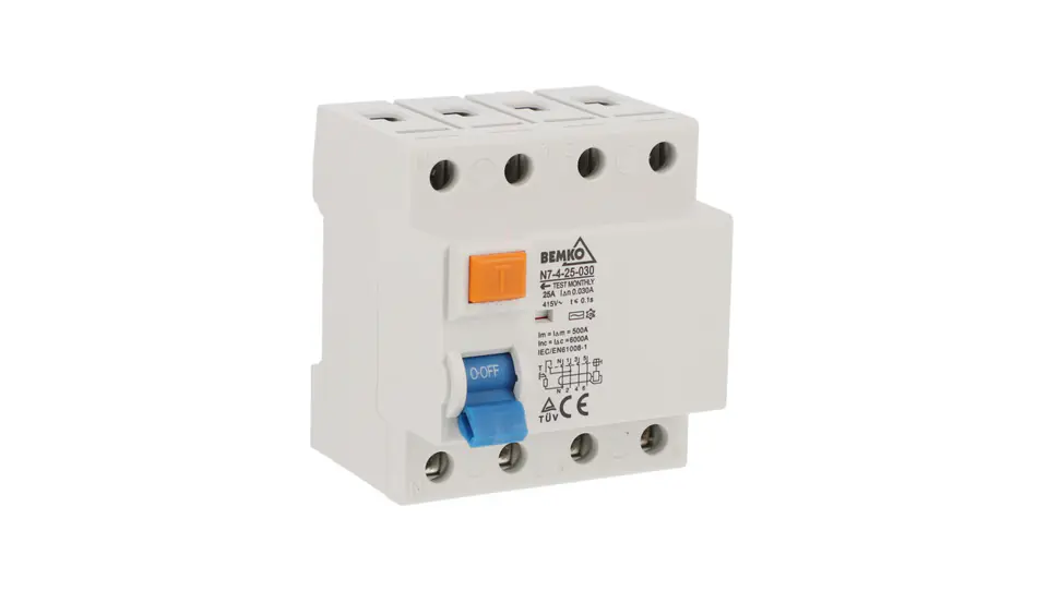 ⁨Residual current circuit breaker AC 4P 25A 30mA A05-N7-4-25-030⁩ at Wasserman.eu