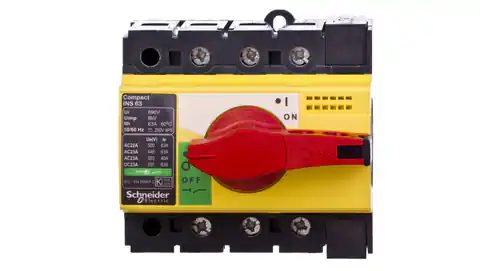 ⁨Rozłącznik 3P 63A dzwignia żółto-czerwona INS63 28918⁩ w sklepie Wasserman.eu
