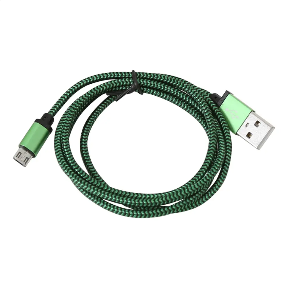 ⁨PLATINET HERMES MICRO USB TO USB FABRIC BRAIDED CABLE KABEL 2A 1M GREEN [43304]⁩ w sklepie Wasserman.eu