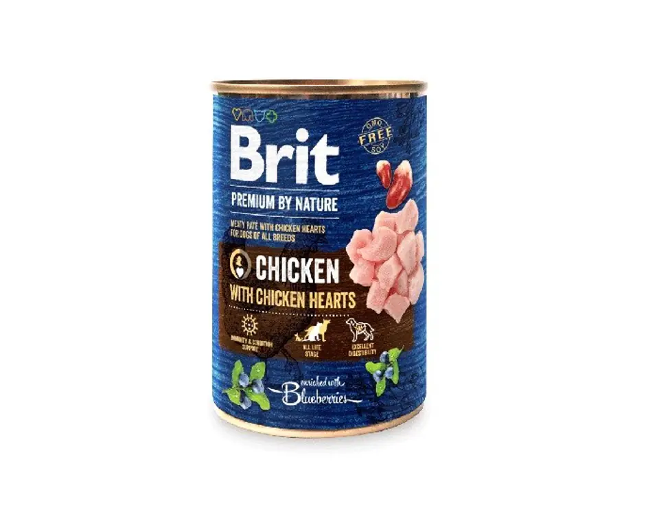 ⁨BRIT Premium By Nature Chicken and Hearts - wet dog food - 400 g⁩ at Wasserman.eu