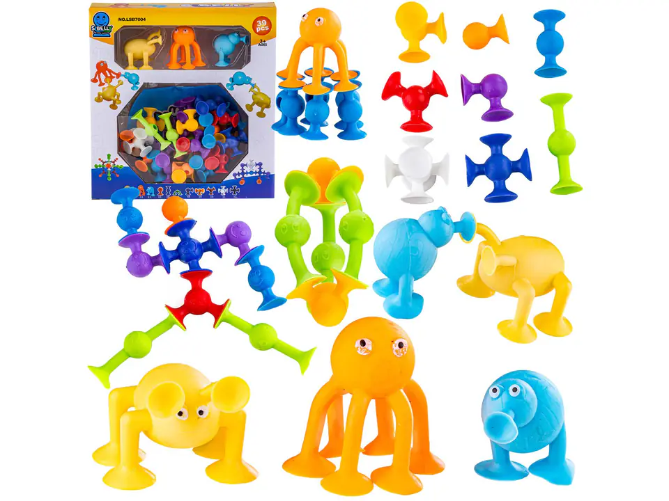 ⁨Construction blocks, colorful suction cups, cheerful smileys 39 pieces⁩ at Wasserman.eu