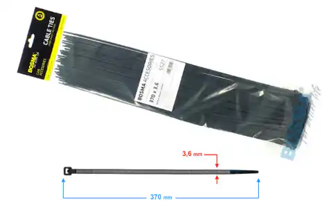 ⁨Opaska zaciskowa BOSMA 3,6*370 mm black (100 pcs)⁩ w sklepie Wasserman.eu