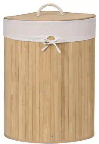 ⁨Kosz narożny na pranie bambusowy z pokrywą natural 60L⁩ w sklepie Wasserman.eu