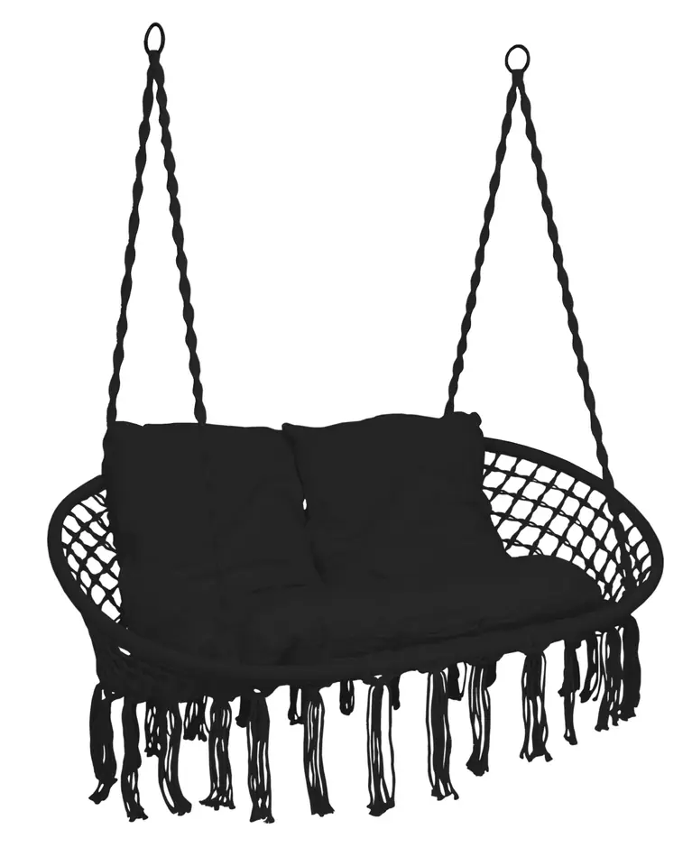 ⁨Fotel wiszący Bocianie gniazdo LAGOS czarny z poduszkami⁩ w sklepie Wasserman.eu