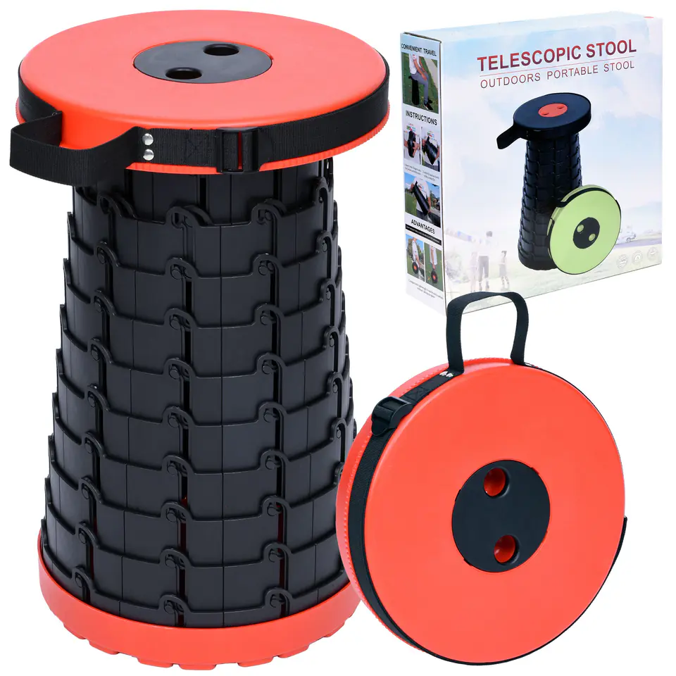 ⁨Przenośny stołek taboret składany czerwono-czarny Situp⁩ w sklepie Wasserman.eu