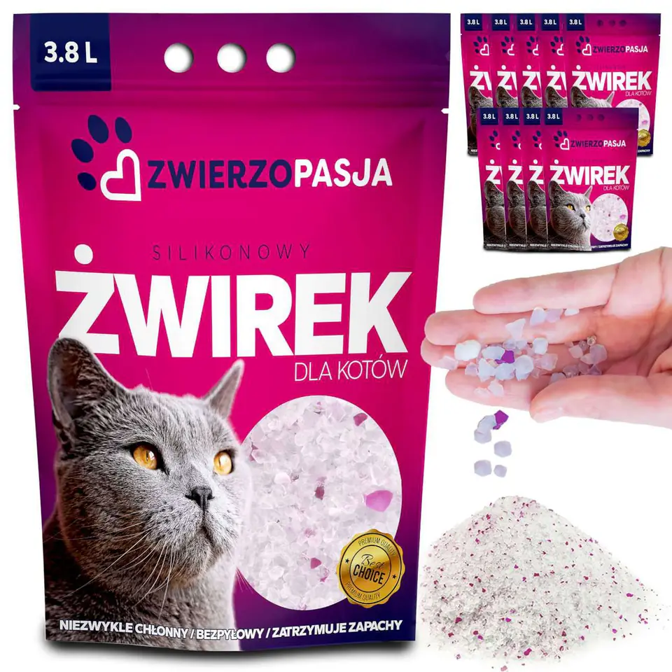 Silikonowy żwirek dla kota ZWIERZOPASJA komplet 10 X 3,8 L w sklepie Wasserman.eu