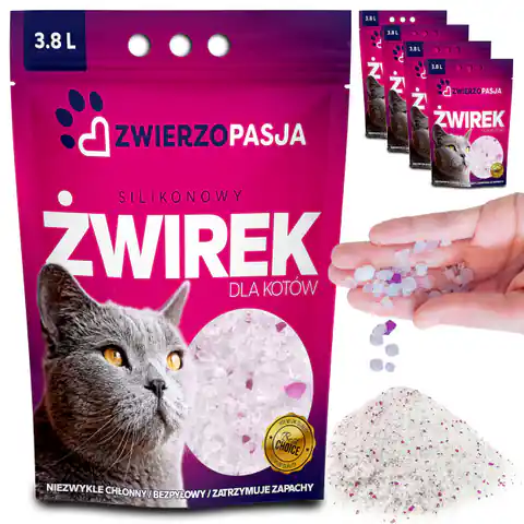 ⁨Silikonowy żwirek dla kota ZWIERZOPASJA komplet 5 X 3,8 L⁩ w sklepie Wasserman.eu