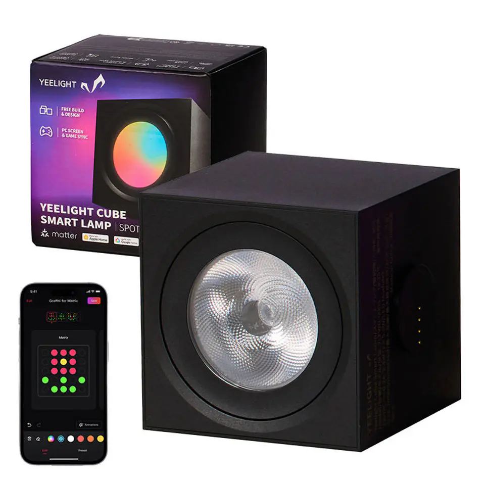 ⁨Yeelight Cube Smart table lamp Wi-Fi/Bluetooth Black⁩ at Wasserman.eu