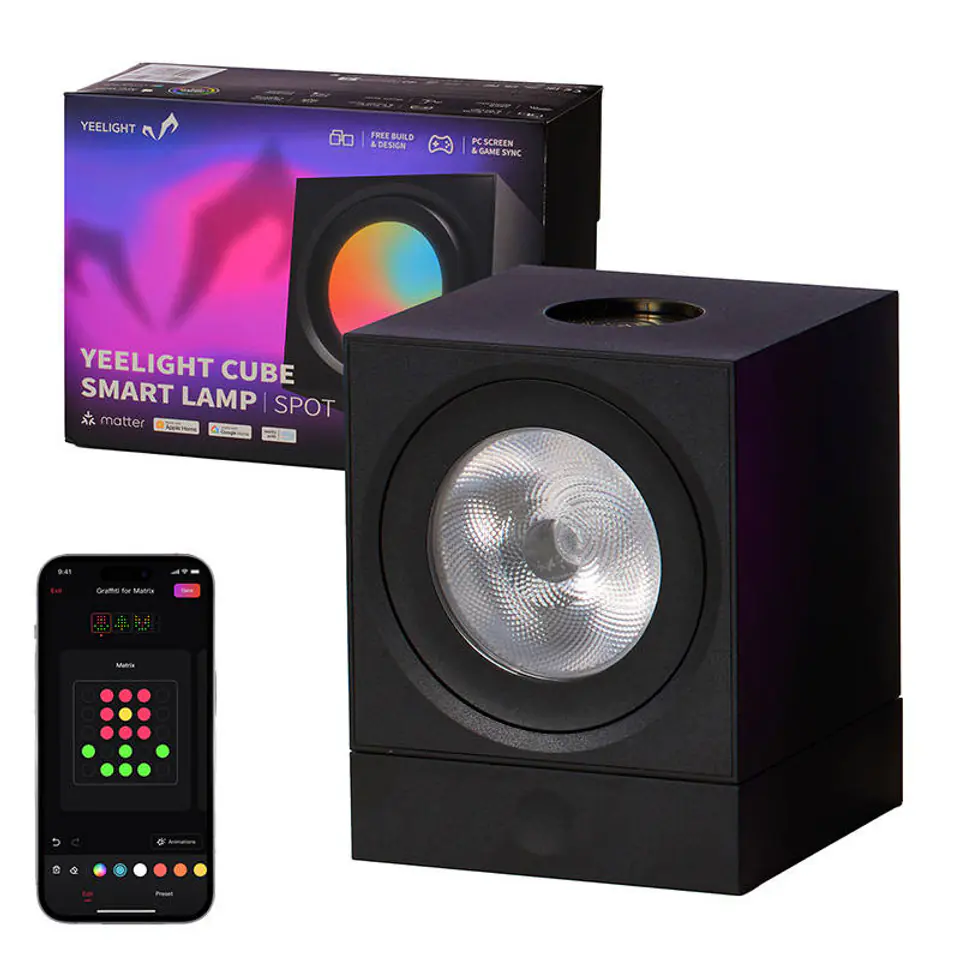 ⁨Gaming light panel YEELIGHT SMART CUBE LIGHT SPOT base (YLFWD-0008) Black⁩ at Wasserman.eu