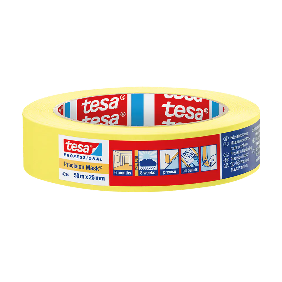 ⁨MASKING TAPE EXTRA FINE THIN 0.09MM 50M:25MM,YELLOW⁩ at Wasserman.eu