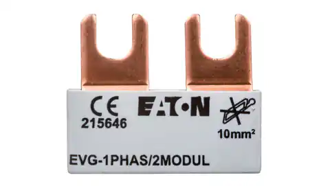 ⁨Szyna łączeniowa 1P 63A 10mm2 widełkowa (2 mod.) EVG-1PHAS/2MODUL 215646⁩ w sklepie Wasserman.eu