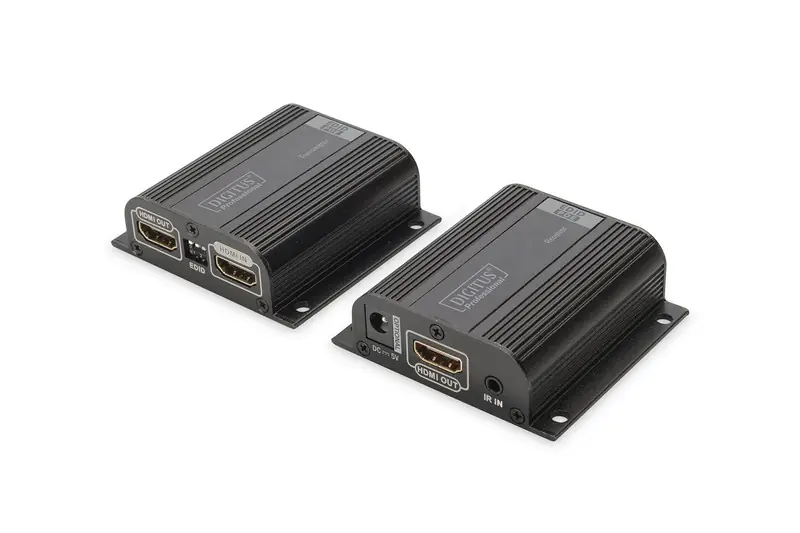 ⁨Przedłużacz/Extender HDMI do 50m po skrętce Cat.6/7 UTP, 1080p 60Hz FHD, HDCP 1.2, IR, audio(zestaw)⁩ w sklepie Wasserman.eu