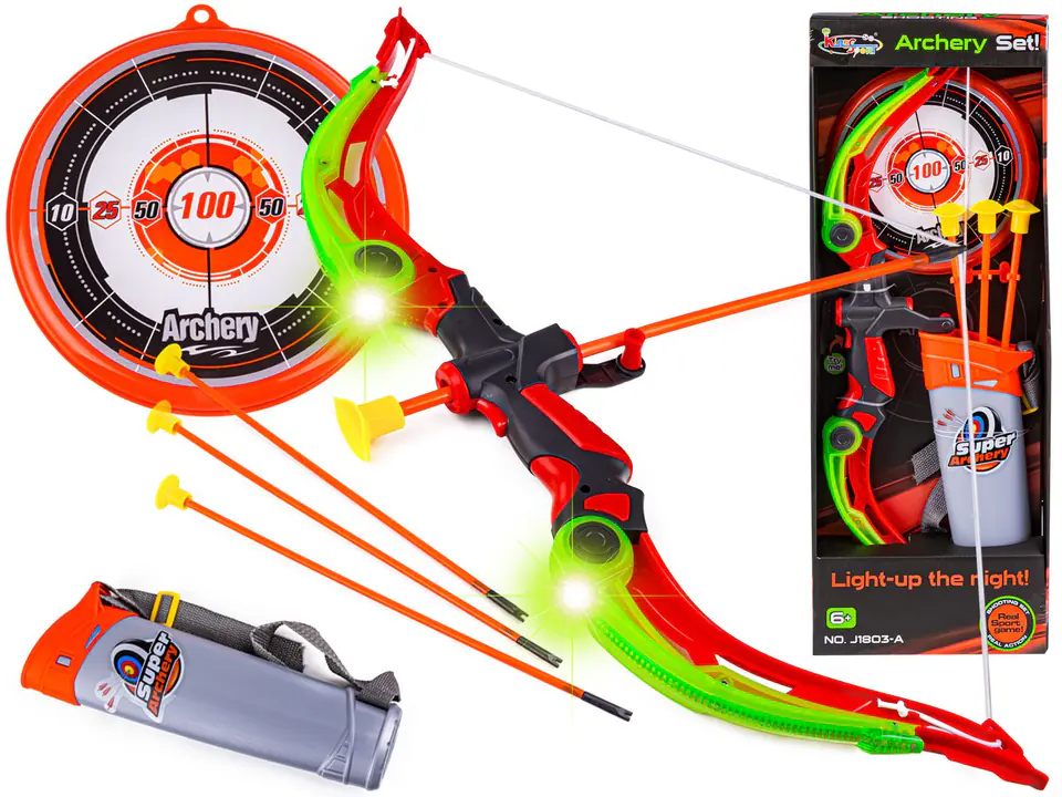 ⁨Archery set, glow-in-the-dark bow + accessories, arrows, shield⁩ at Wasserman.eu