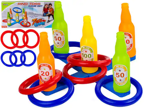 ⁨Arcade game, hoop throwing, ringo, colorful bottles and hoops hit the target⁩ at Wasserman.eu