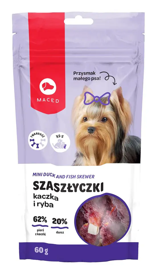 ⁨MACED Mini duck and fish skewer - Dog treat - 60g⁩ at Wasserman.eu
