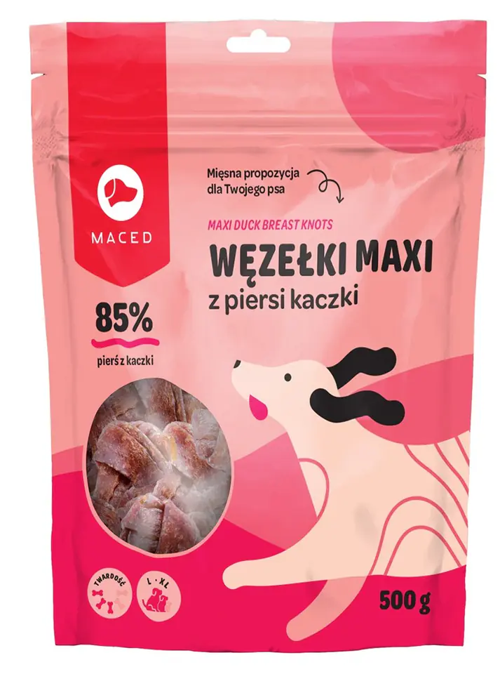 ⁨MACED Przysmak dla psa - miękki węzeł z kaczką 12,5cm 500g⁩ w sklepie Wasserman.eu