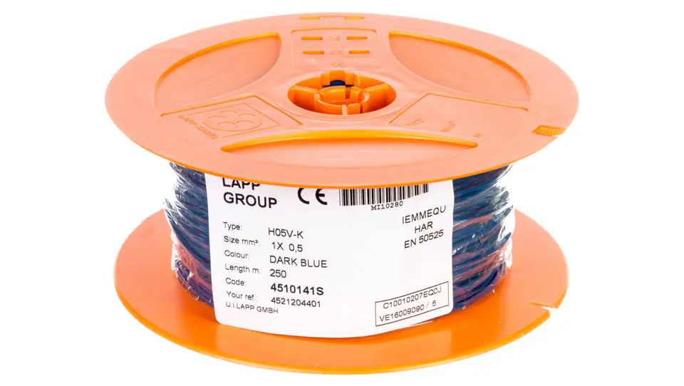 ⁨Installation cable H05V-K 0,5 dark blue 4510141S /250m/⁩ at Wasserman.eu