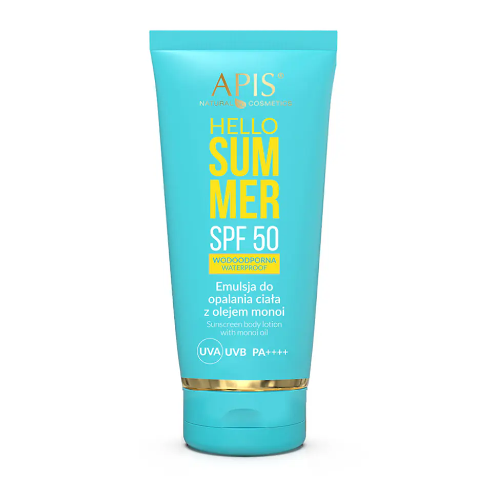 ⁨Apis hello summer spf 50 emulsja do opalania z olejem monoi 200 ml⁩ w sklepie Wasserman.eu