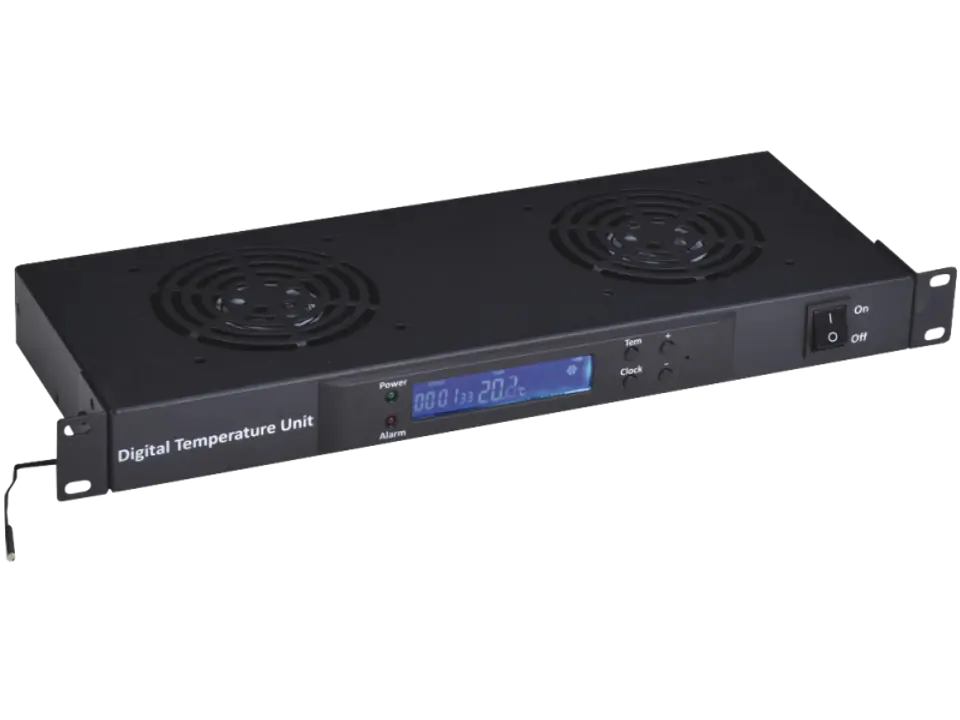 Alantec SA-F-1U-4-T2-C Ventilation panel with digital display 19" 1U, 2 fans, black at Wasserman.eu