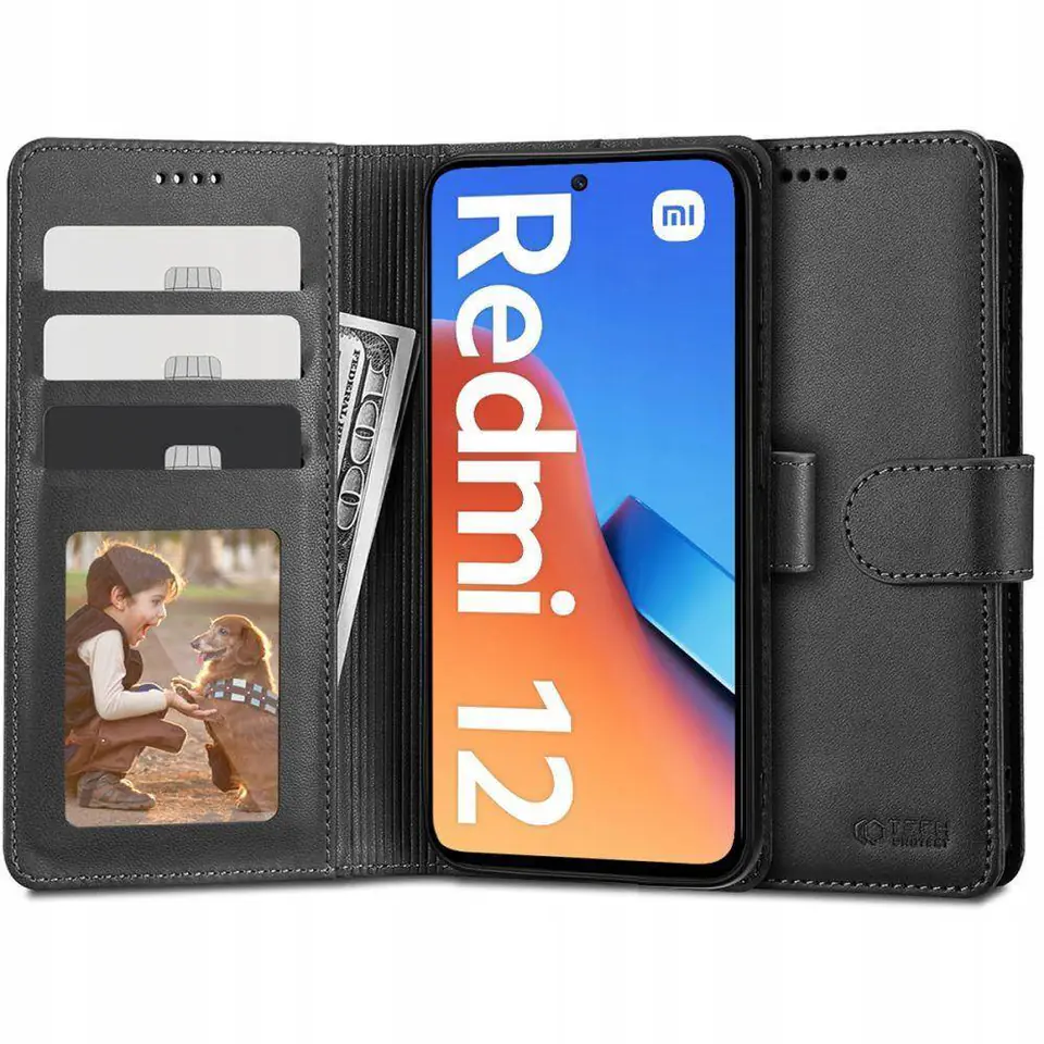 ⁨Etui XIAOMI REDMI 12 Tech-Protect Wallet czarne⁩ w sklepie Wasserman.eu