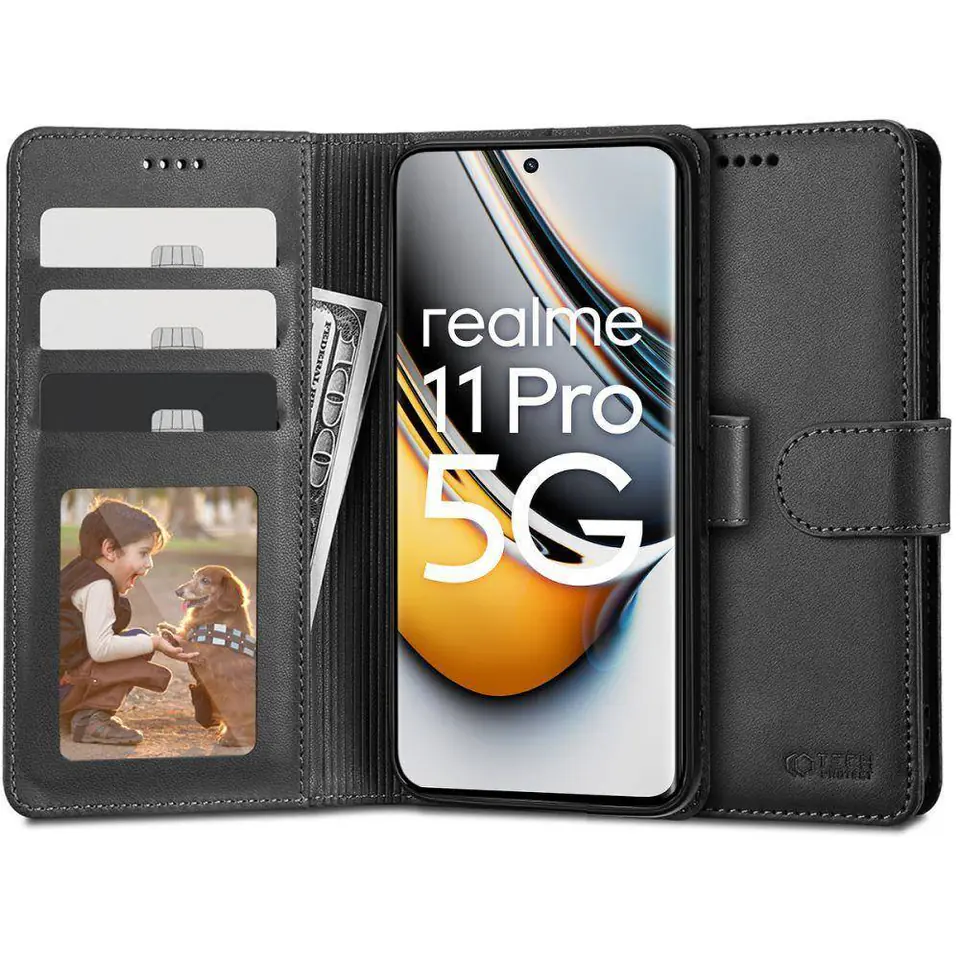 ⁨Etui REALME 11 PRO / 11 PRO+ Tech-Protect Wallet czarne⁩ w sklepie Wasserman.eu