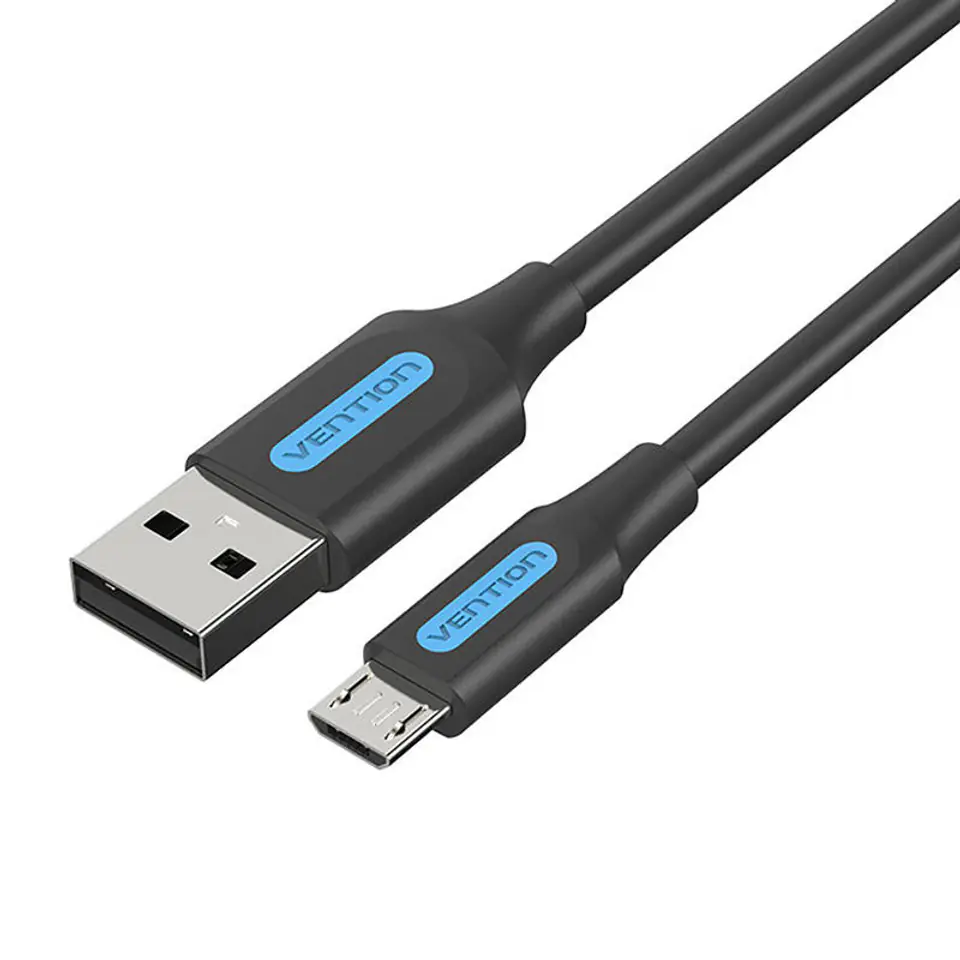 ⁨Kabel USB 2.0 do Micro USB Vention COLBF 2A 1m (czarny)⁩ w sklepie Wasserman.eu