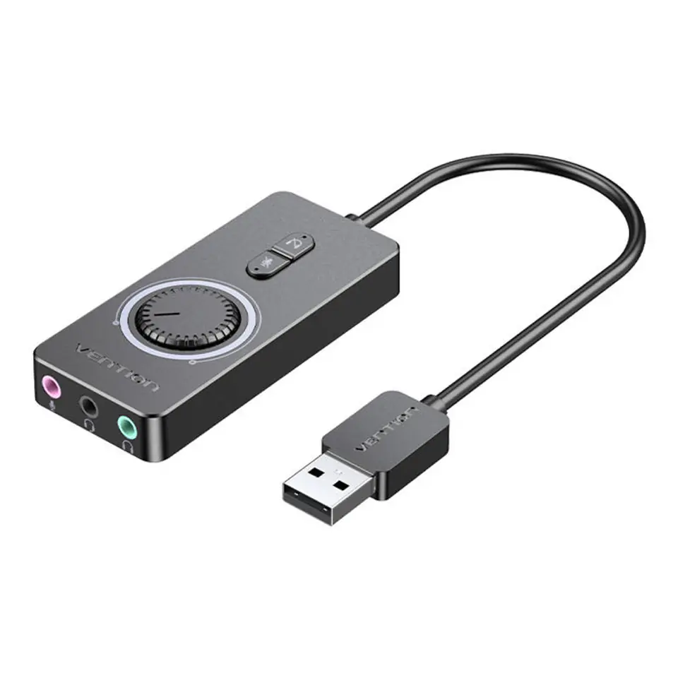 ⁨Zewnętrzna karta dźwiękowa USB 2.0 Vention CDRBF 1m (czarny)⁩ w sklepie Wasserman.eu