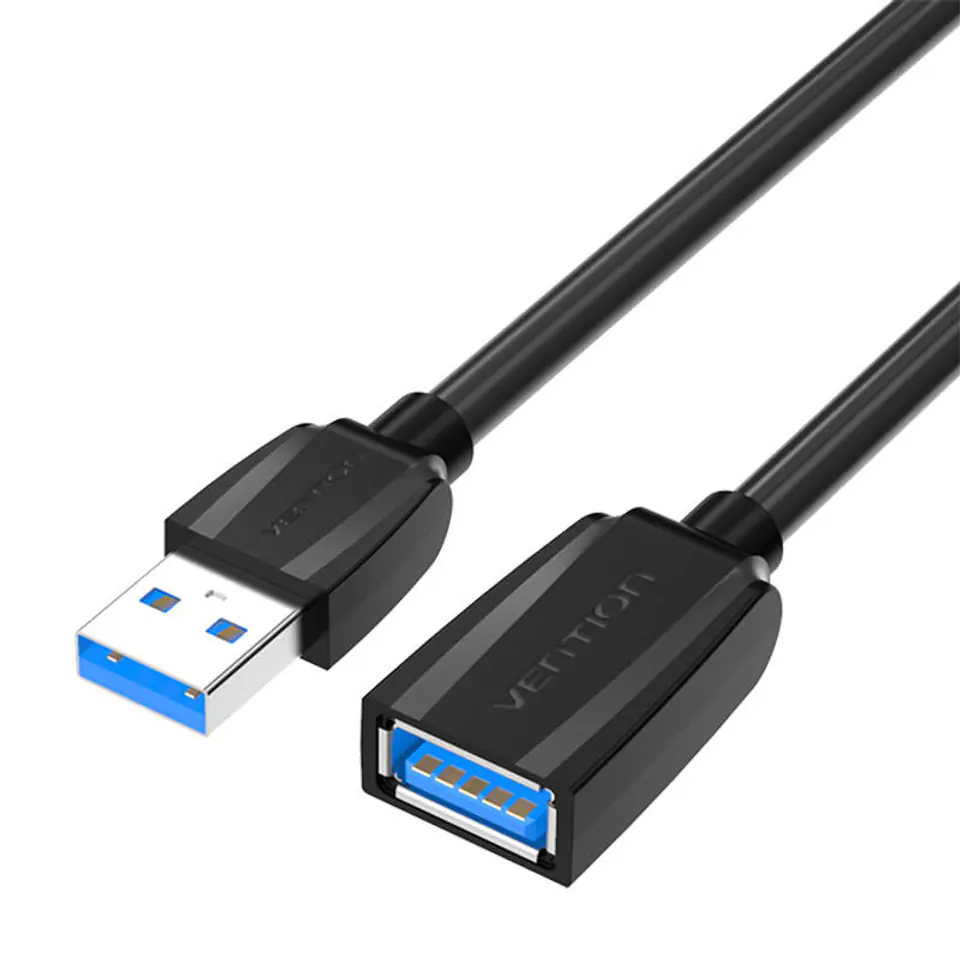 ⁨Przedłużacz USB 3.0, męski USB do żeński USB Vention VAS-A45-B300 1m (czarny)⁩ w sklepie Wasserman.eu