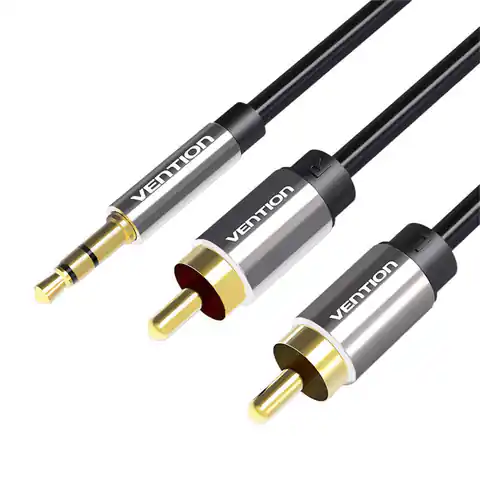 ⁨Kabel audio 2xRCA do 3.5mm Vention BCFBF 1m (czarny)⁩ w sklepie Wasserman.eu