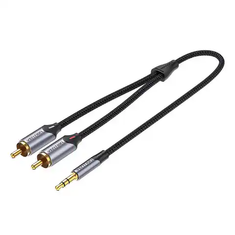 ⁨Kabel audio 2xRCA to 3.5mm Vention BCNBD 0.5m (szary)⁩ w sklepie Wasserman.eu