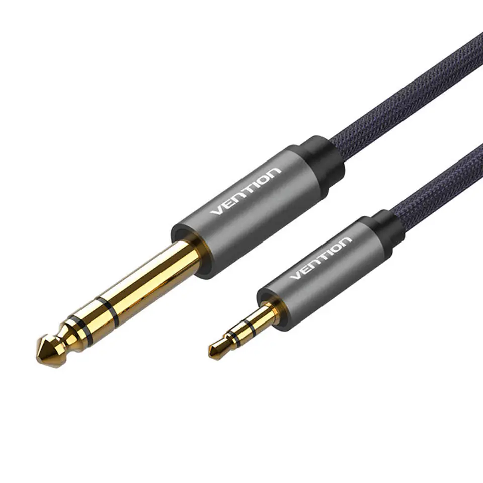 ⁨Kabel jack 3.5 mm do 6.5mm Vention BAIHJ 5m (szary)⁩ w sklepie Wasserman.eu