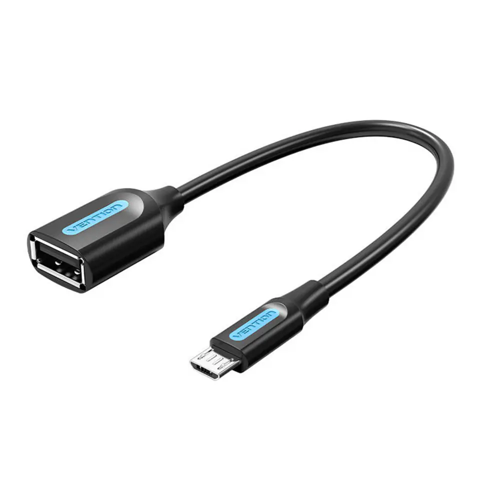 ⁨Adapter OTG micro USB męski do USB-A żeński Vention CCUBB 2A 0.15m (czarny)⁩ w sklepie Wasserman.eu