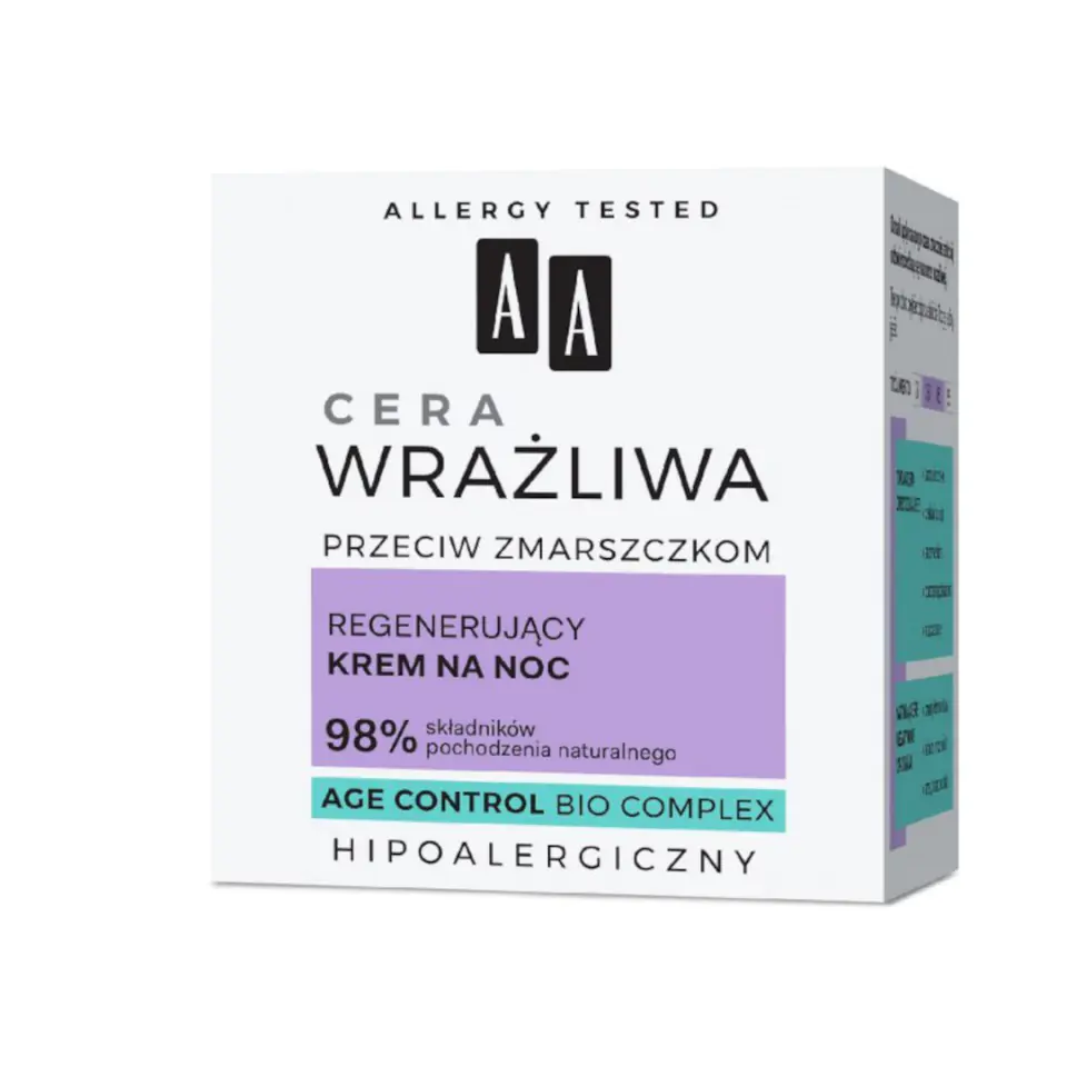 AA Cera Wrażliwa Przeciw Zmarszczkom Krem regenerujący na noc 50ml w sklepie Wasserman.eu