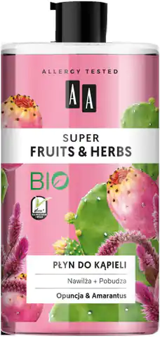 ⁨AA Super Fruits & Herbs Płyn do kąpieli nawilżająco pobudzający Opuncja i Amarantus 750ml⁩ w sklepie Wasserman.eu