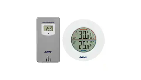 ⁨Wireless weather station with outdoor and indoor temperature measurement, white and gray⁩ at Wasserman.eu