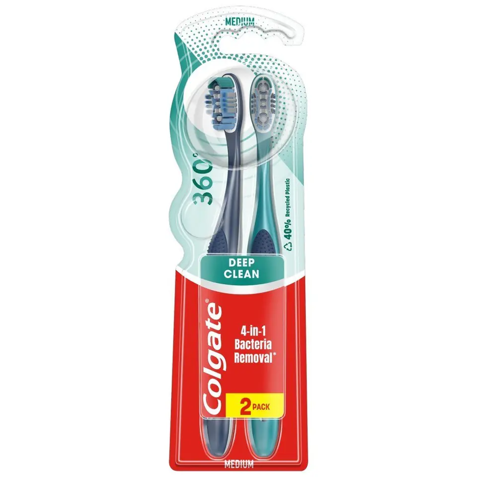 ⁨COLGATE Szczoteczka do zębów 360 Deep Clean 1+1 gratis - medium 1op.-2szt⁩ w sklepie Wasserman.eu